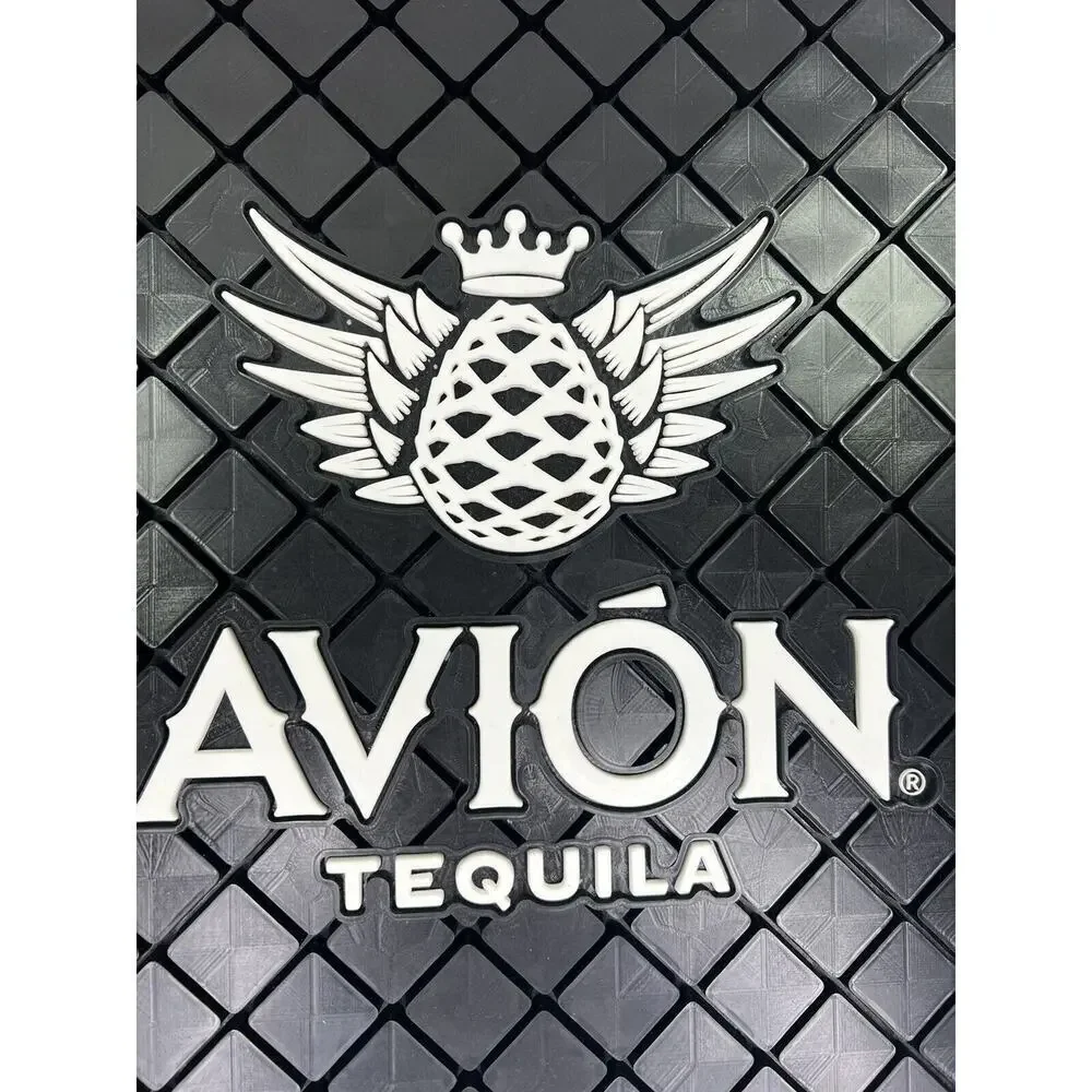Avion Tequila Rubber BAR‎ SPILL MAT 14”x14” Rail Man Cave Bar Black White NEW